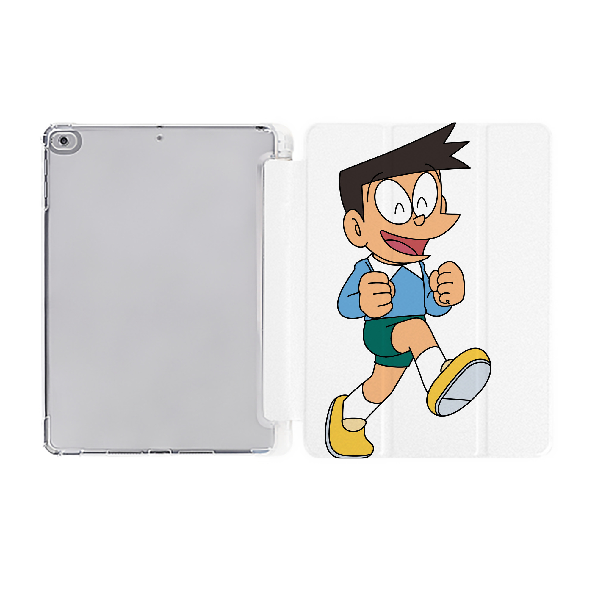 （画像用） ドラえもん 骨川 スネ夫 Doraemon Honekawa Suneo IPad ケース ペン収納付き 三つ折りスタンド PUレザー×シリコン 対応機種9.5/10.5/10.9インチ
